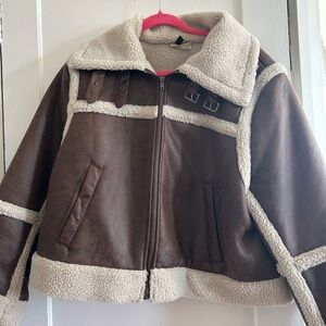 Brown Faux Aviator Jacket